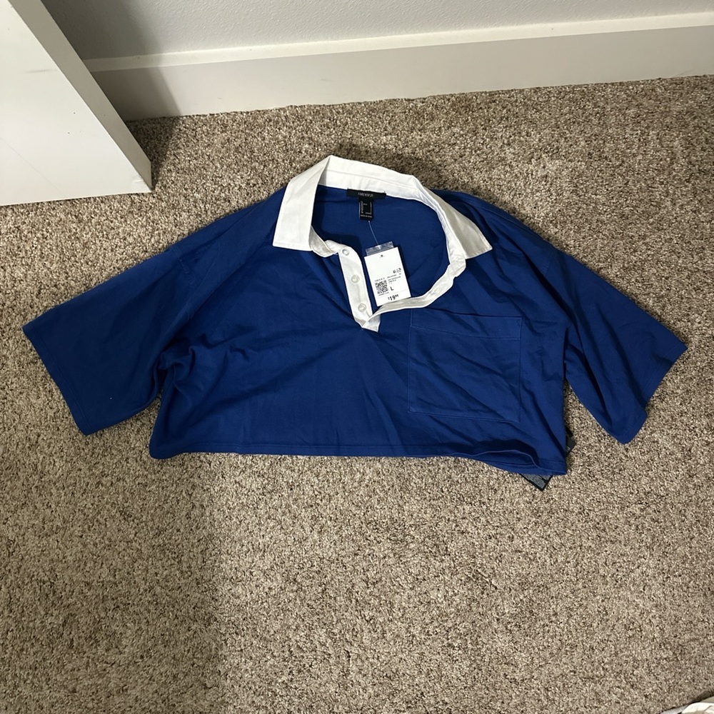 Forever 21 Blue and White Knit Top